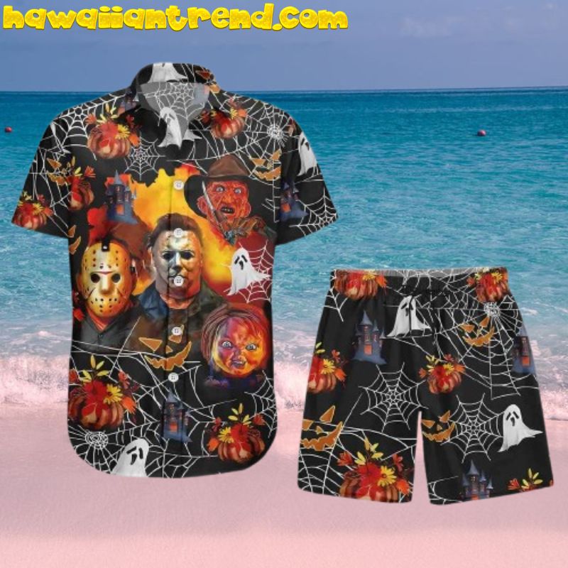 Michael Myers Jason Chucky Freddy Krueger Spooky Halloween Hawaiian Shirt