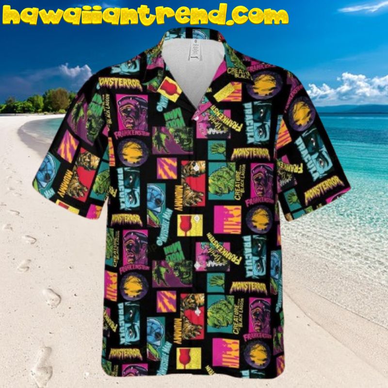 Monster Pop Movies Halloween Hawaiian Shirt