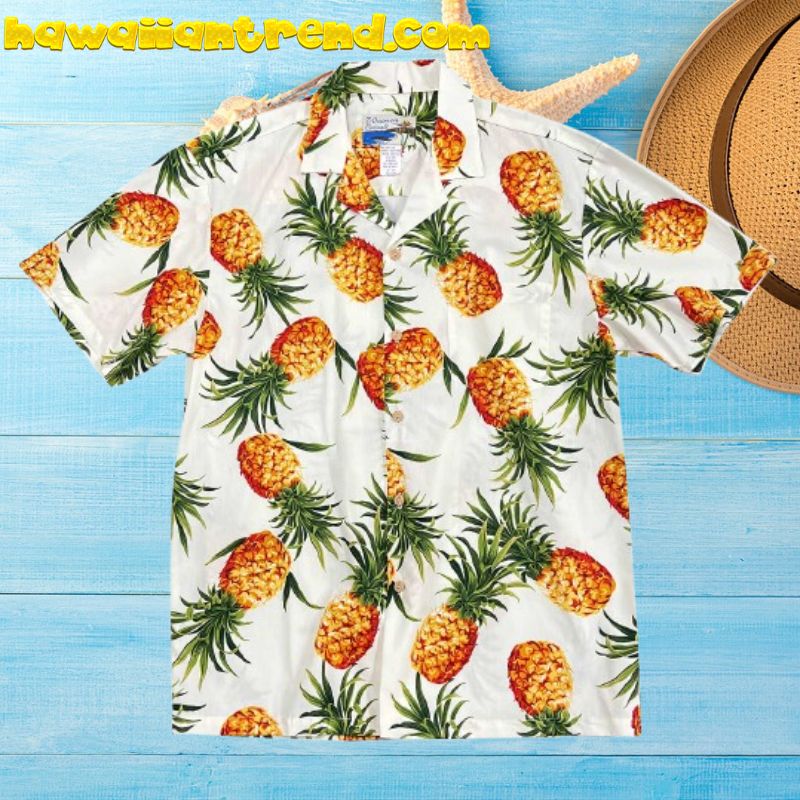 Pineapple Gold Tropical Freash White Theme Aloha Hawaiian Shirt