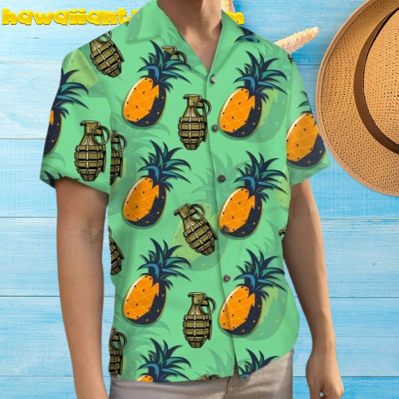 Pineapple Grenade Unique 3D Printed Aloha Hawaiian Shirt