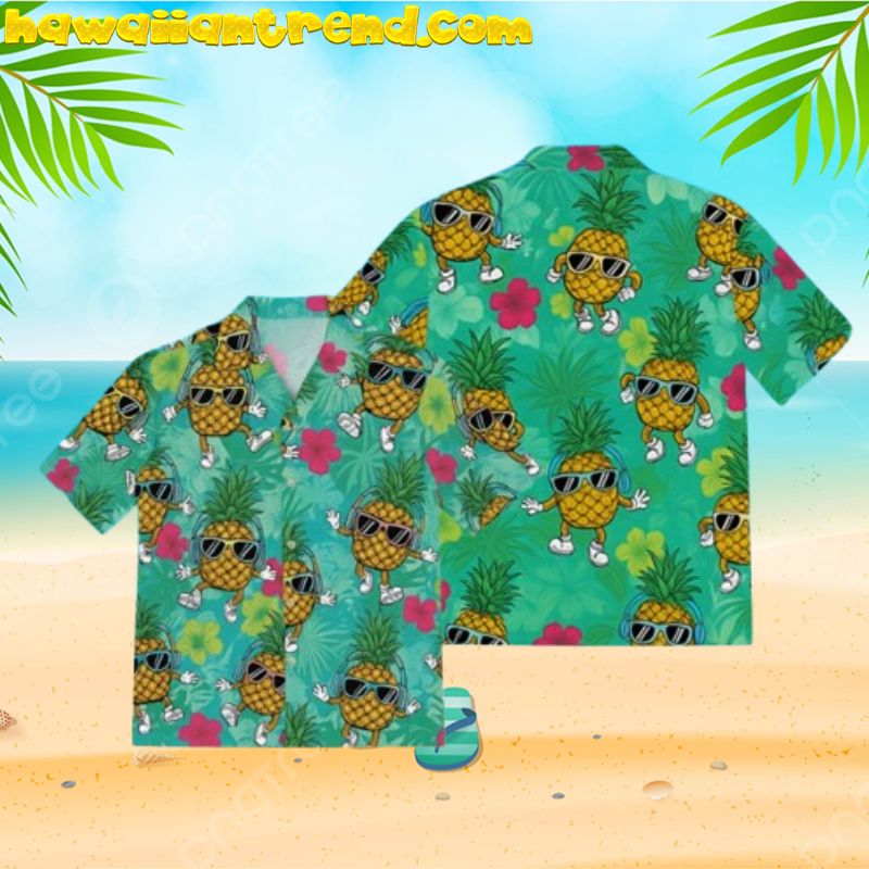 Pineapple Listing To Music And Dancing Aloha Hawaiian Shirt