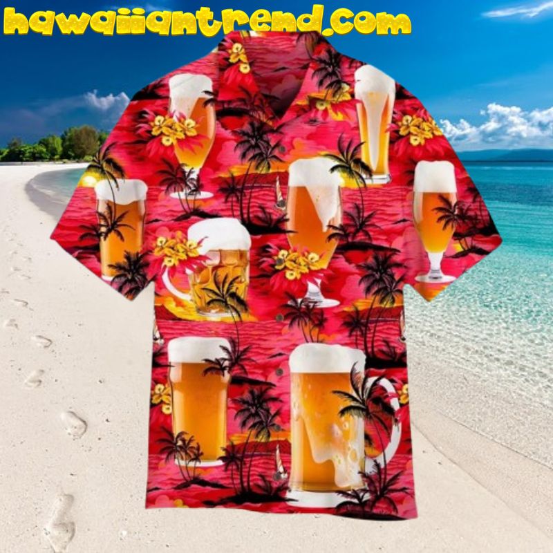 Summer Time For Beer On Tropical island Hawaiian Shirt