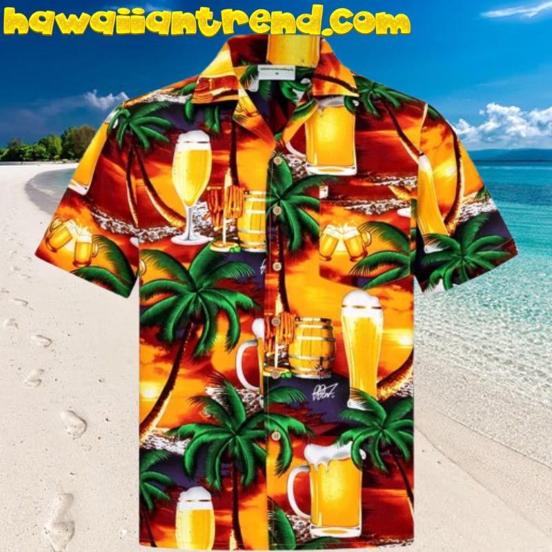 Tropical Coconut Island Beer Summer Time Hawaiian Shirt