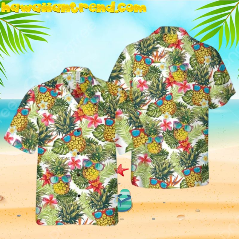 Tropical Floral And Leaves Pineapple Summer Hawaiian Shirt