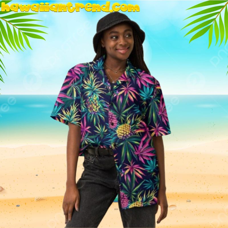Tropical Marijuana Pineapple Button Up Hawaiian Shirt