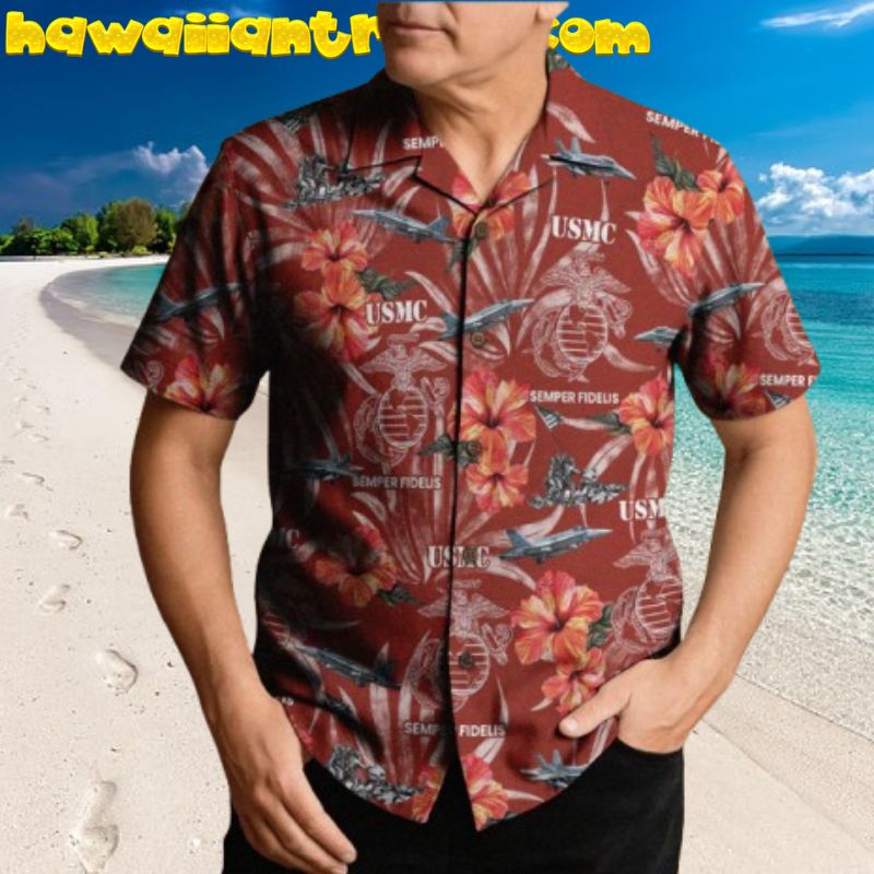US MARINE Corps Veteran Semper Fidelis Hawaiian Shirt