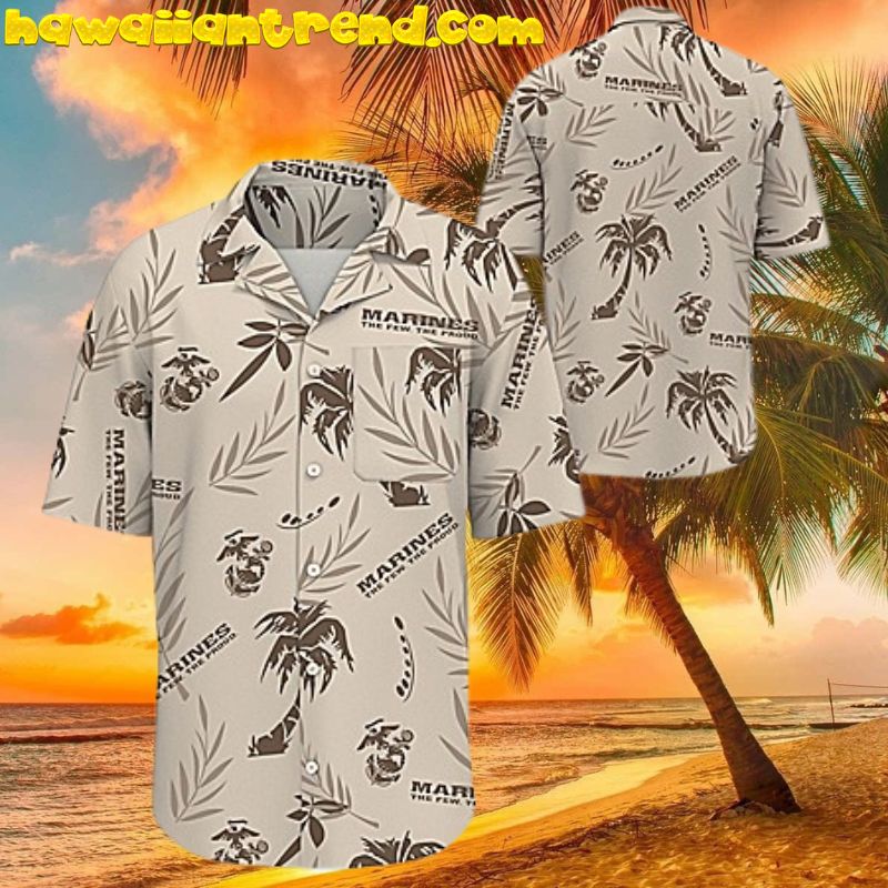 U.S. Marines Corps Pride Tropical Leafs Men Hawaiian Shirt