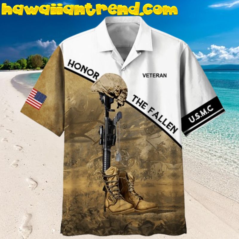 USMC Honor The Fallen Veteran Hawaiian Shirt