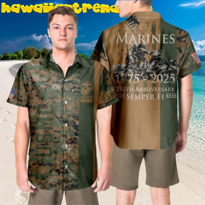 USMC Marine 250th 1775-2025 Anniversary Hawaiian Shirt