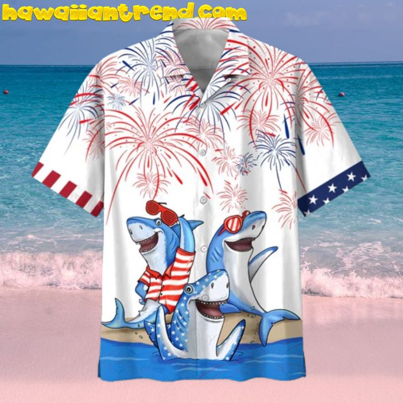 4th of July Shark Celebrated Hawaiian Shirt