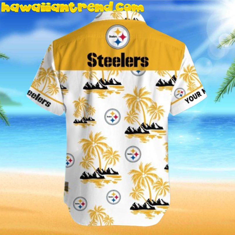 Custom Name NFL Pittsburgh Steelers Palm Island Summer Hawaiian Shirt Custom Name NFL Pittsburgh Steelers Palm Island Summer Hawaiian Shirt