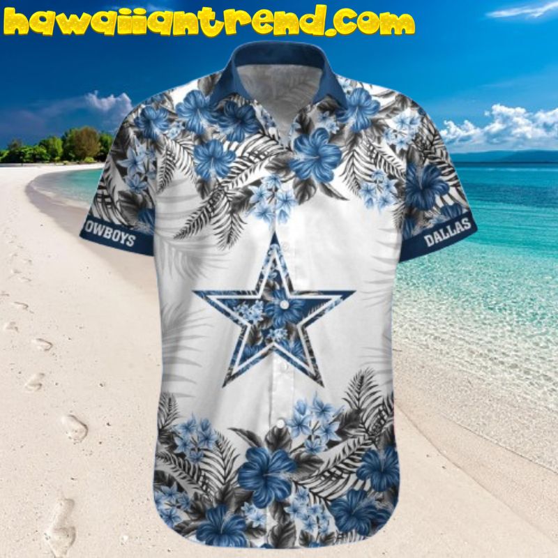 Dallas Cowboy Star Logo Hibicus Purple Hawaiian Shirt Dallas Cowboy Star Logo Hibicus Purple Hawaiian Shirt