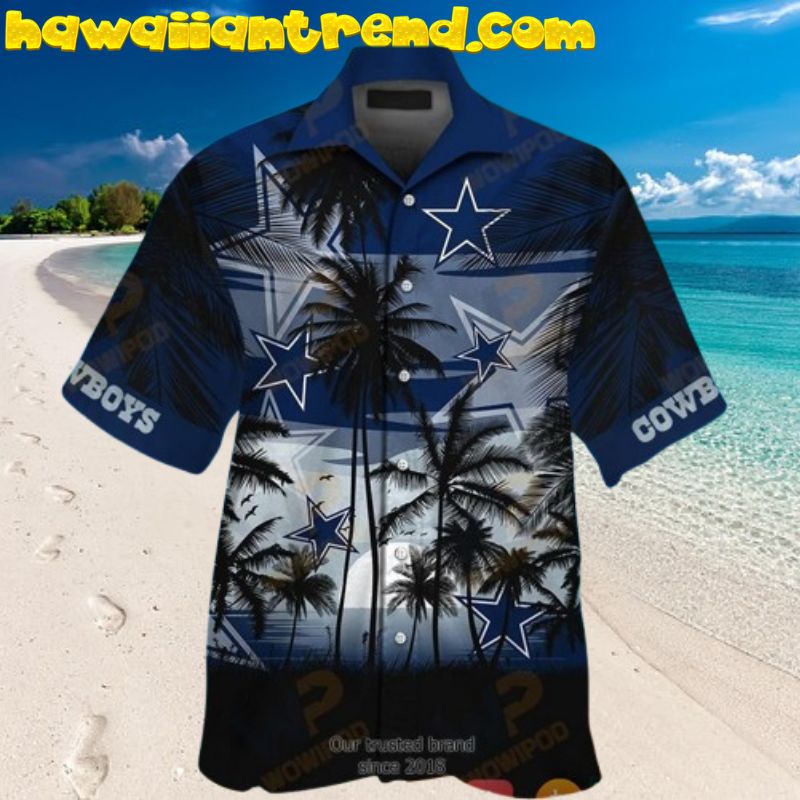 Dallas Cowboys Coconut Island Sunset Tropical Island Hawaiian Shirt Dallas Cowboys Coconut Island Sunset Tropical Island Hawaiian Shirt