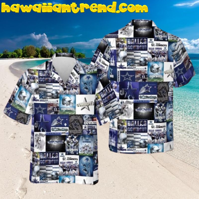 Dallas Cowboys Collage NFL Vintage Square Aloha Hawaiian Shirt Dallas Cowboys Collage NFL Vintage Square Aloha Hawaiian Shirt