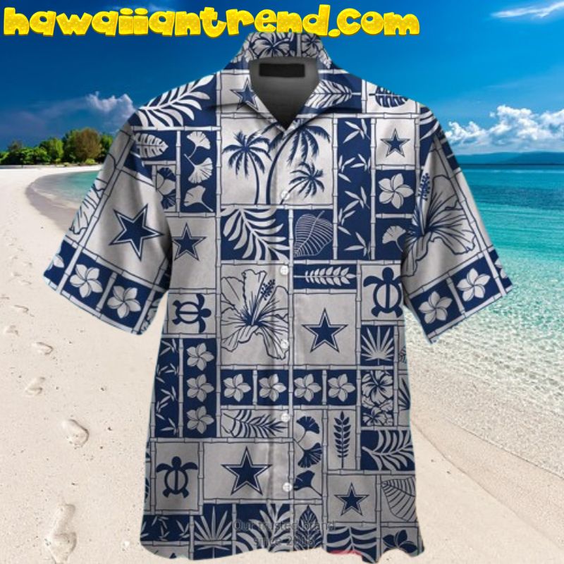 Dallas Cowboys Hibiscus Tropical Leaf Ocean Pattern Square Hawaiian Shirt Dallas Cowboys Hibiscus Tropical Leaf Ocean Pattern Square Hawaiian Shirt