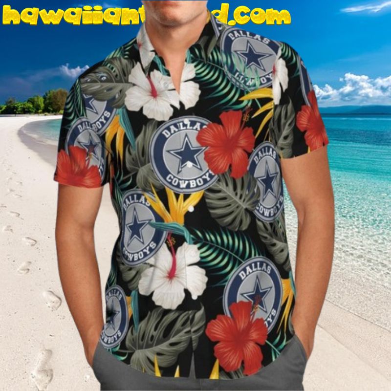 Dallas Cowboys NFL Logo With Tropical Pattern Monstera Aloha Hawaiian Shirt Dallas Cowboys NFL Logo With Tropical Pattern Monstera Aloha Hawaiian Shirt