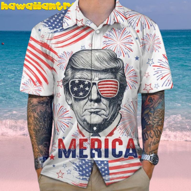 Happy Independence Day American Trump 4th Of July Hawaiian Shirt