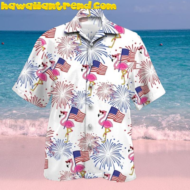Independence Day Is Coming Cool Flamingo USA Flag Hawaiian Shirt