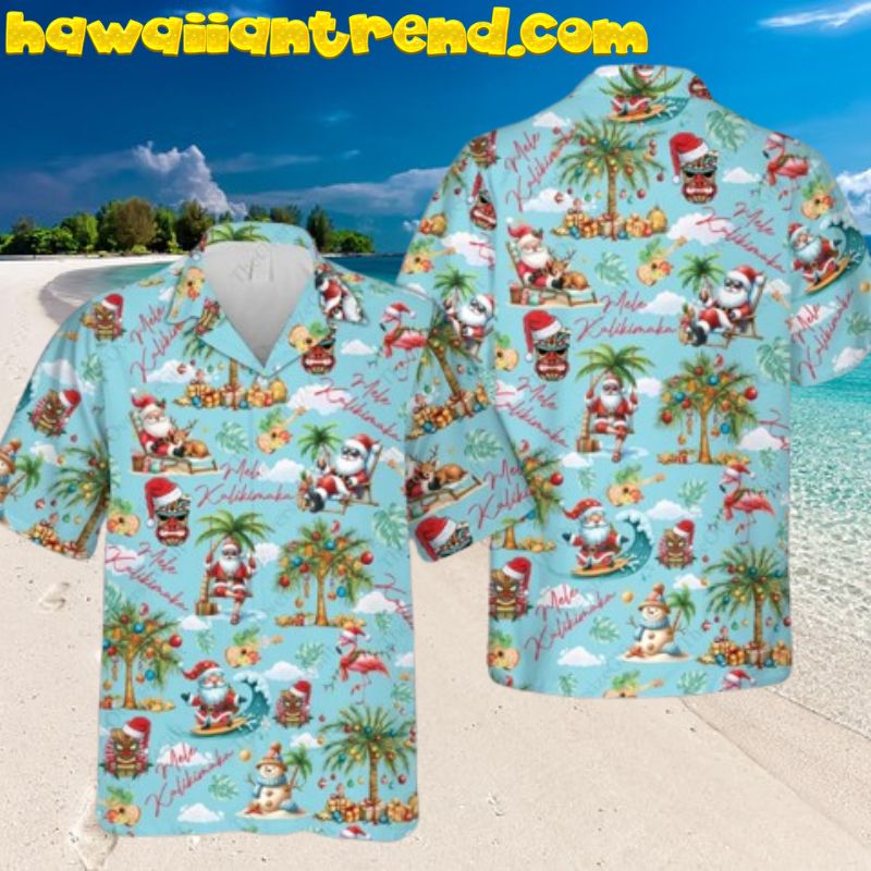 Mele Kalikimaka Santa Christmas Hawaiian Shirt