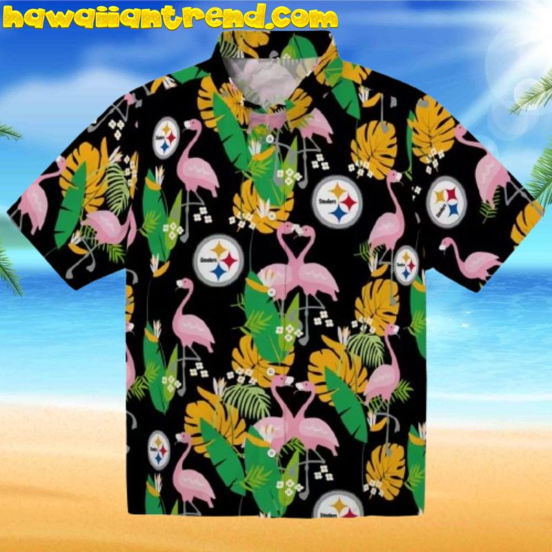 Pittsburgh Steelers Flamingo Tropical Leaves Hawaiian Shirt