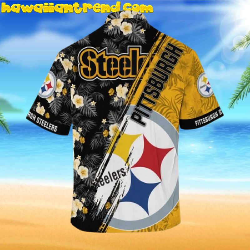 Pittsburgh Steelers NFL Summer Pattern Black And Yellow Hawaiian Shirt