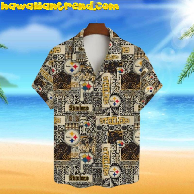 Pittsburgh Steelers NFL Vintage Square Pattern AOP Hawaiian Shirt