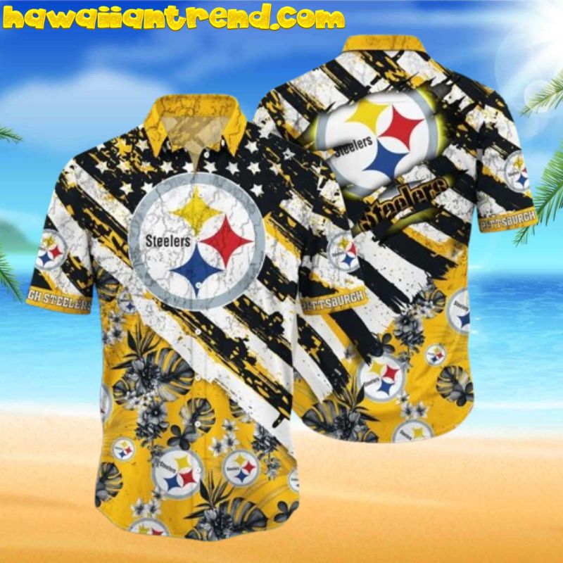 Pittsburgh Steelers Simple Classic Feature Club Hawaiian Shirt