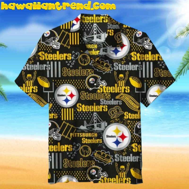 Pittsburgh Steelers Vintage Boutique Feature Black Theme Hawaiian Shirt