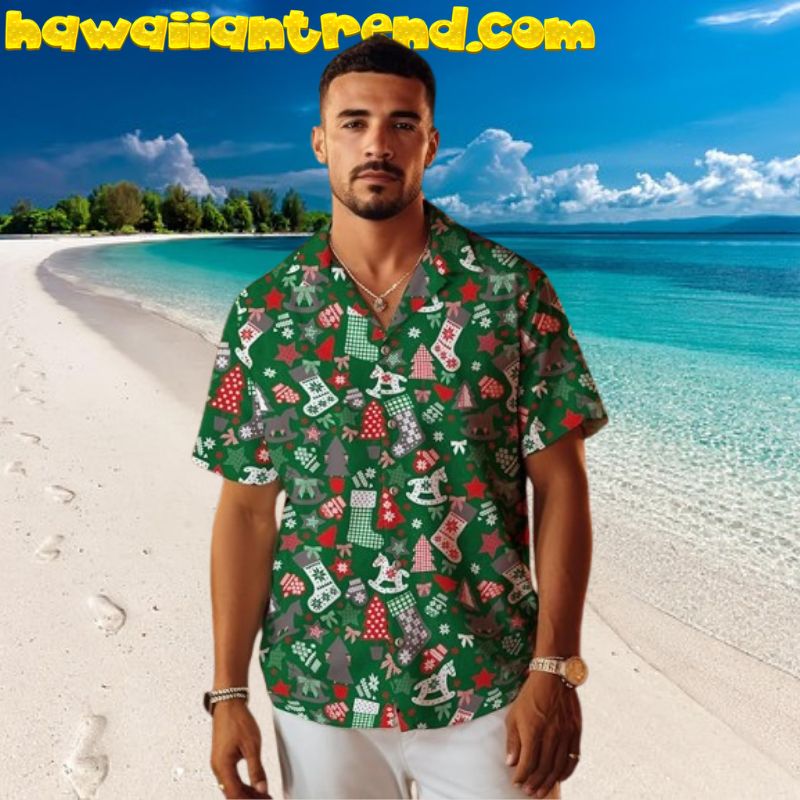 Red and Green Christmas Socks Hawaiian Shirt for Men And Women