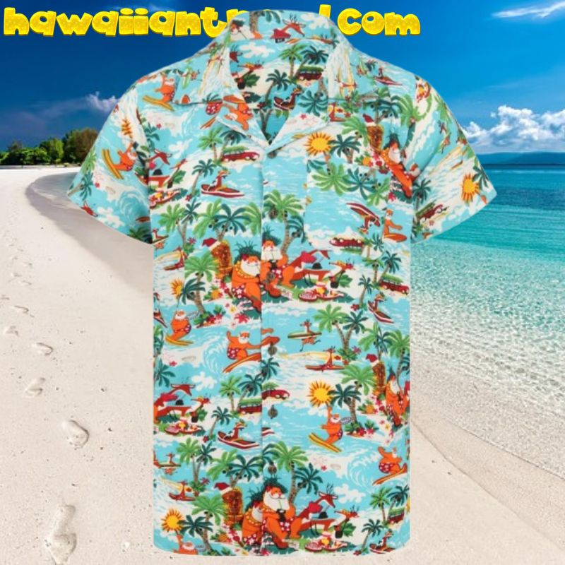 Funny Santa Pool Party Tropical Christmas Hawaiian Shirt