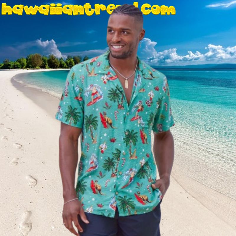 Funny Santa Pool Party Tropical Christmas Hawaiian Shirt