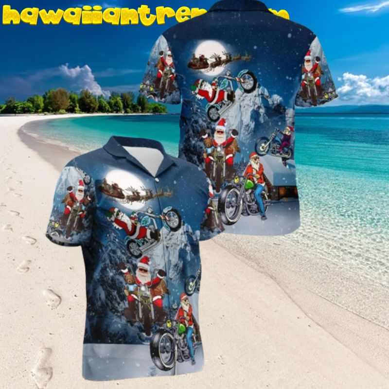 Santa Claus Motorbike Christmas Hawaiian Shirt