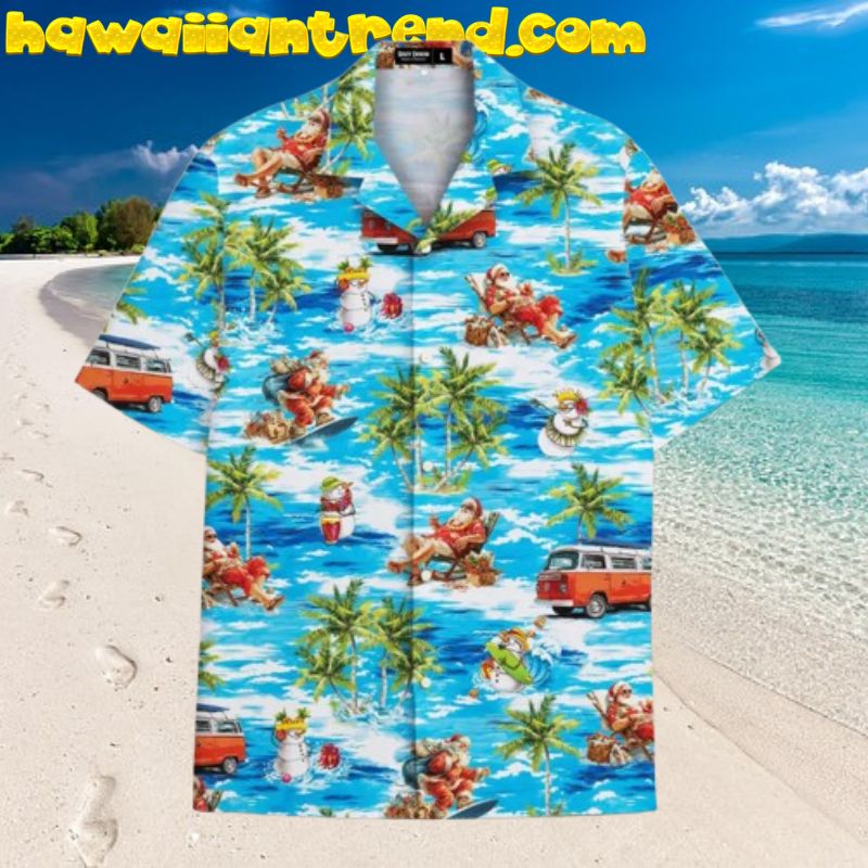 Santa On Hawaii Island Relax And Surfing Christmas Hawaiian Shirt