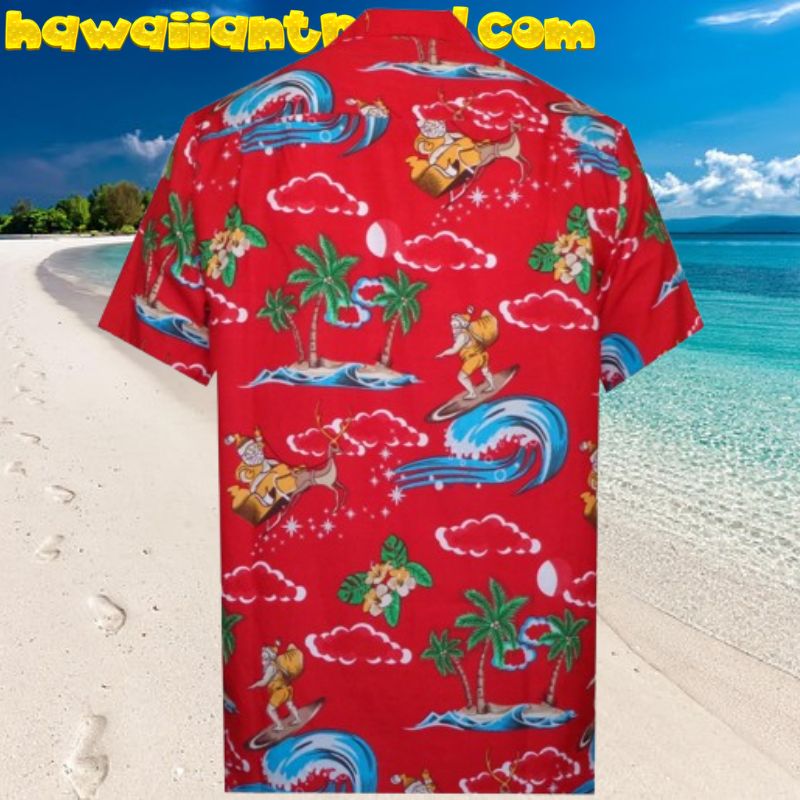 Santa Surfing Instead Riding Reindeer Funny Christmas Hawaiian Shirt
