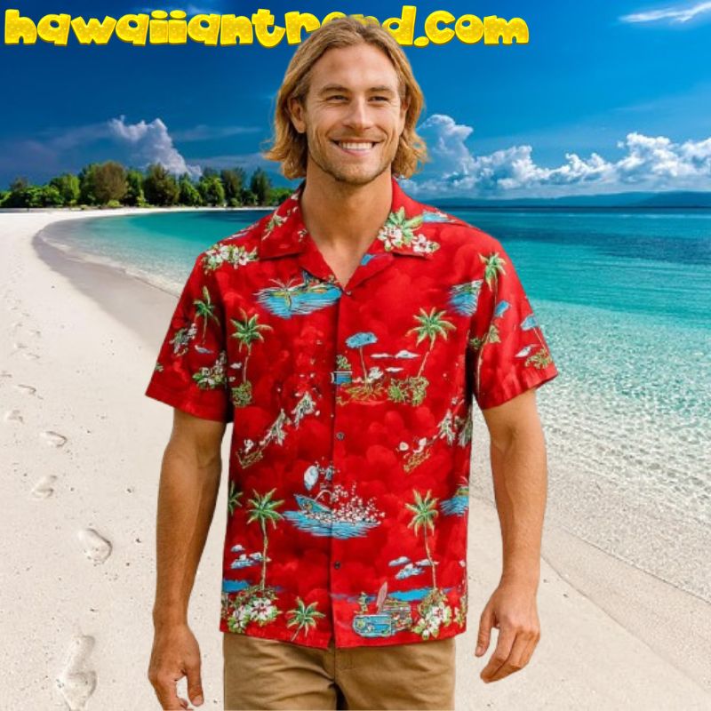 Santa Wave Surfing Christmas Aloha Hawaiian Shirt