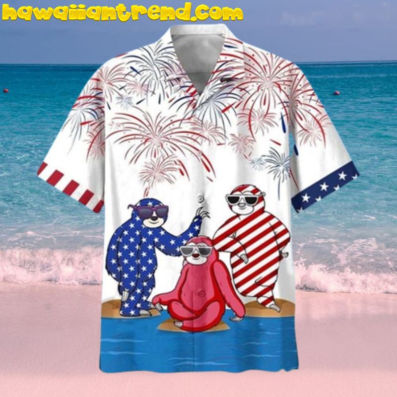 Sloths Happy Indepence Day 4th Of July Hawaiian Shirt