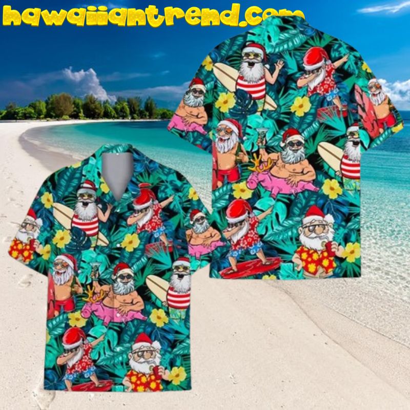 Tropical Forest Santa Aloha Christmas Hawaiian Shirt