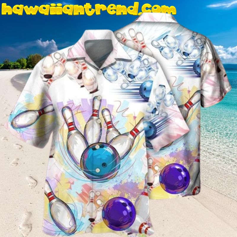 3D Bowling Faded Color Hawaiian Shirt