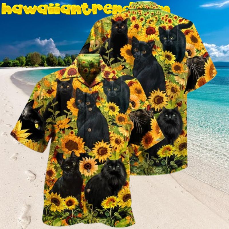 Black Cats Sun Flower Love Hawaiian Shirt
