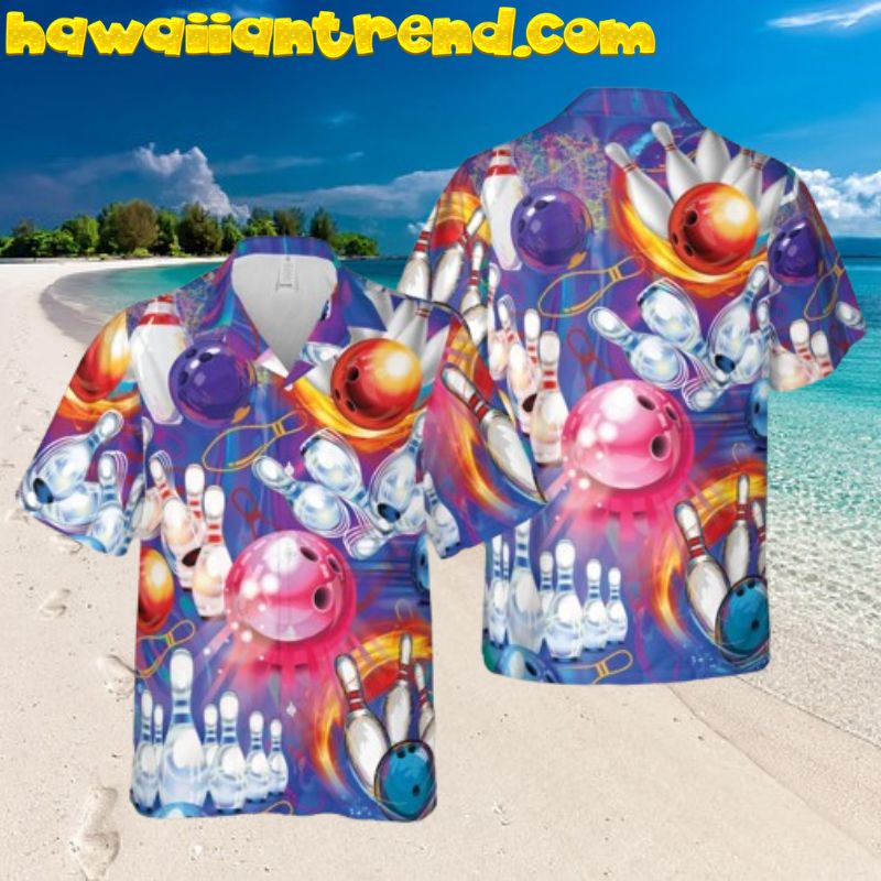Bowling Ball and Pins Waooo Summer Hawaiian Shirt