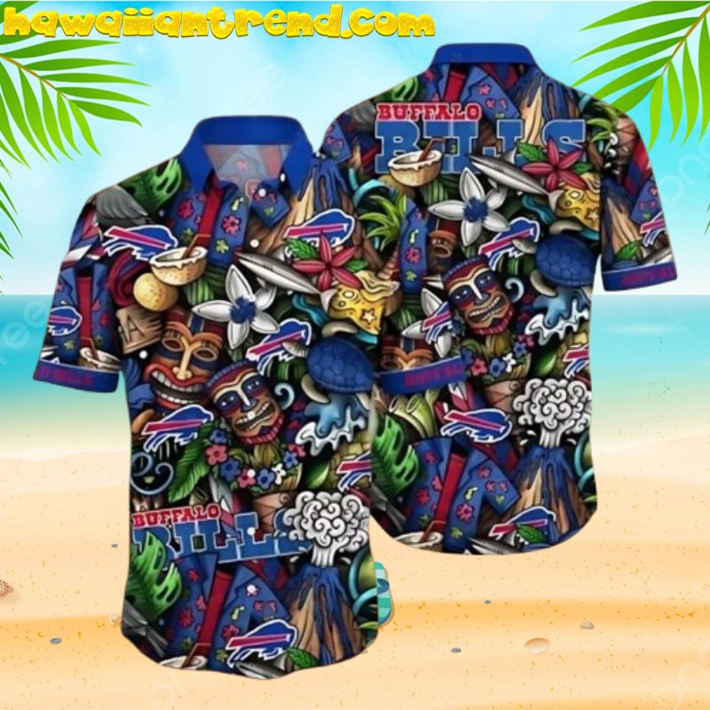 Buffalo Bills Colorful Tiki Face Pattern Hawaiian Shirt