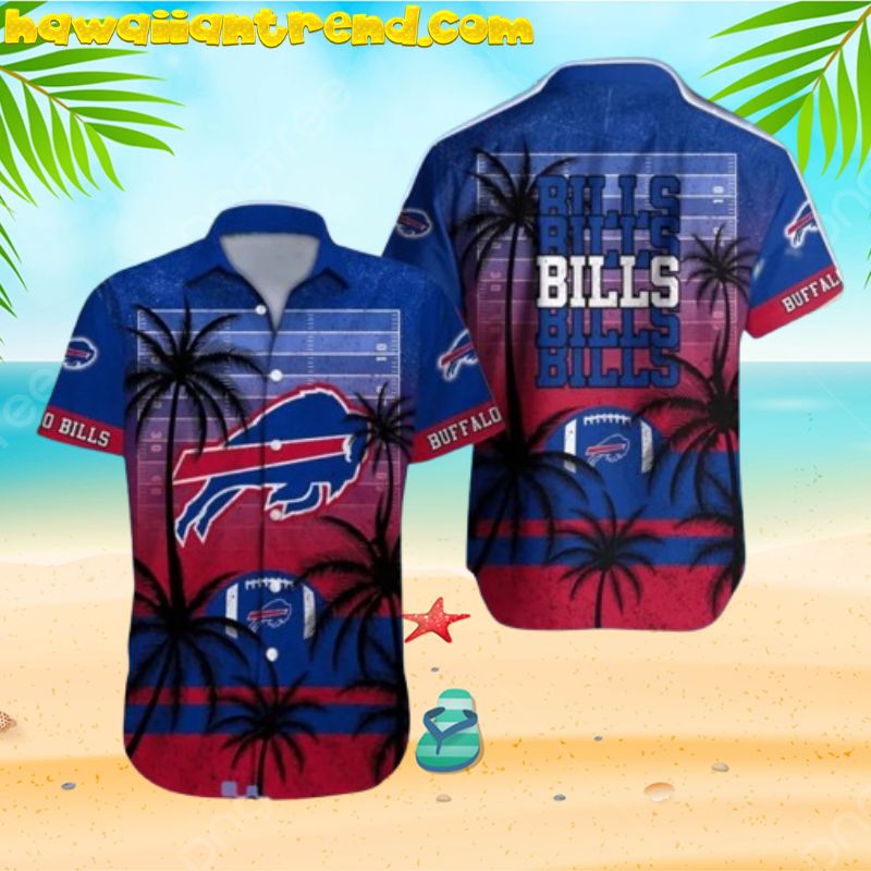 Buffalo Bills Sunset On Palm Island Field Hawaiian Shirt