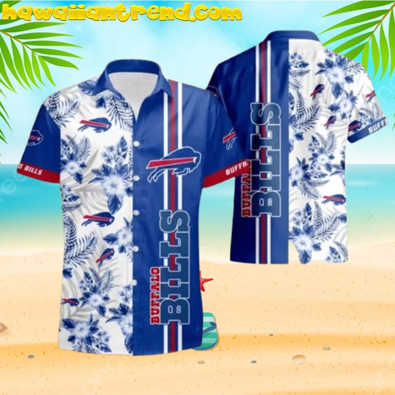 Buffalo Bills Tropical Floral Hibicus Stripe Hawaiian Shirt