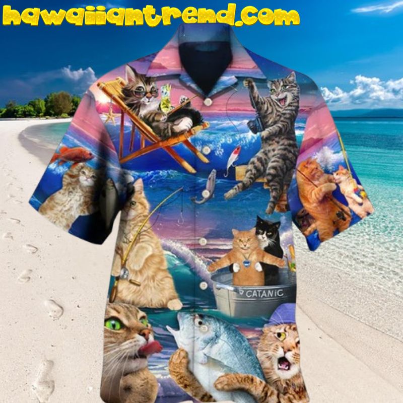 Cat Fishing Iconic Catanic Aloha Hawaiian Shirt