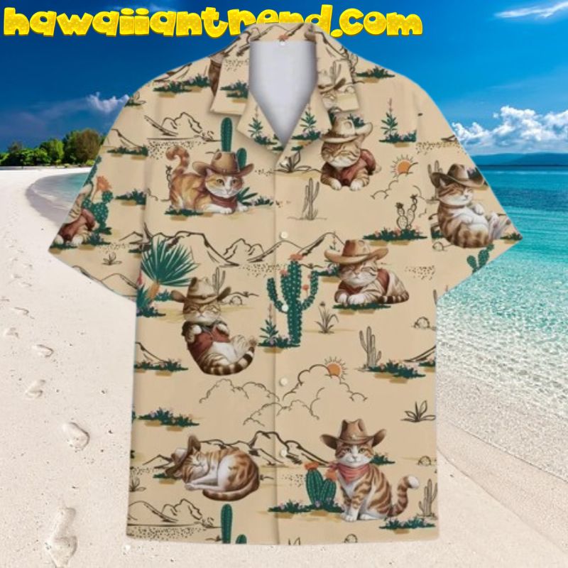Cowboy Cats On Desert Hawaiian Shirt