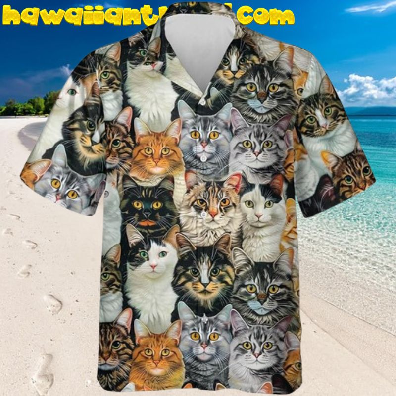 Lovely Cat Face Hawaiian Shirt for Cat Lover