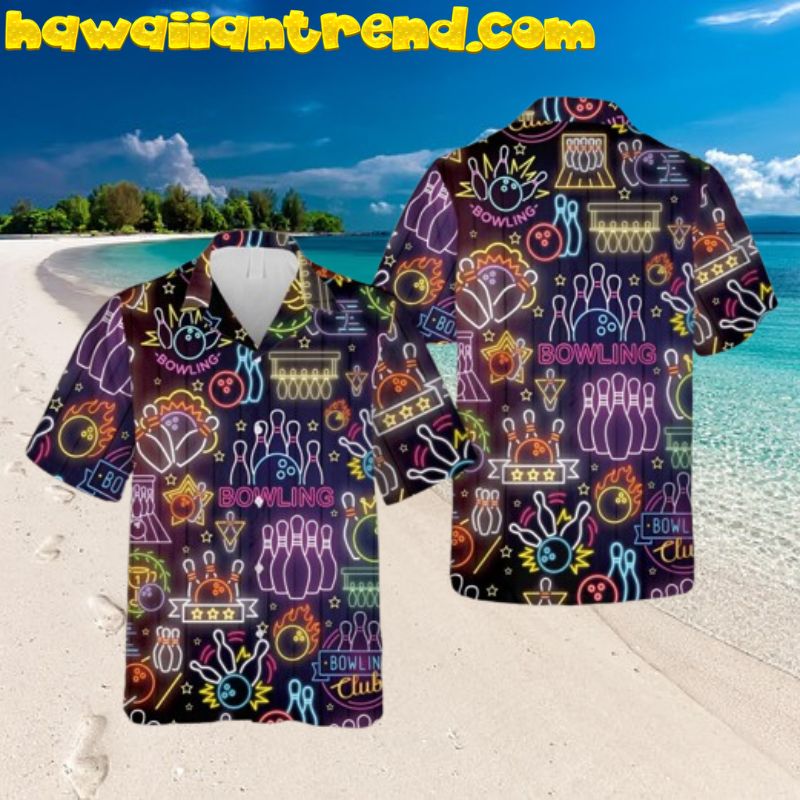 Neon Bowling Club Aloha Shirt For Bowling Lover Hawaiian Shirt
