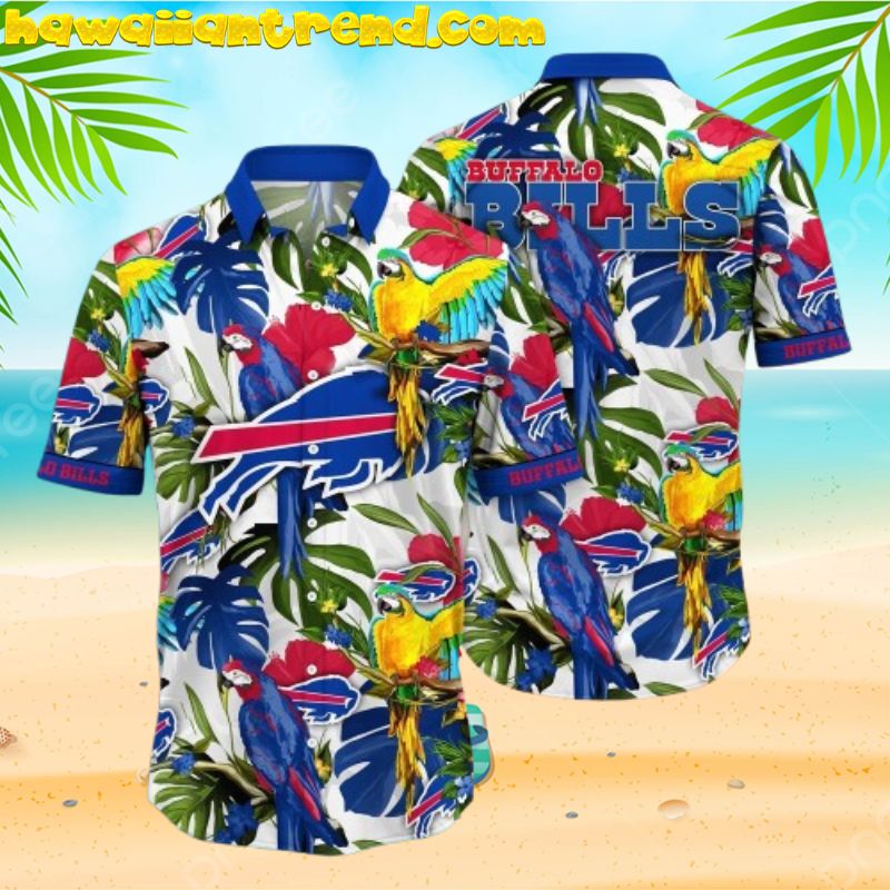NFL Buffalo Bills Tropical Monstera Parrots Aloha Hawaiian Shirt