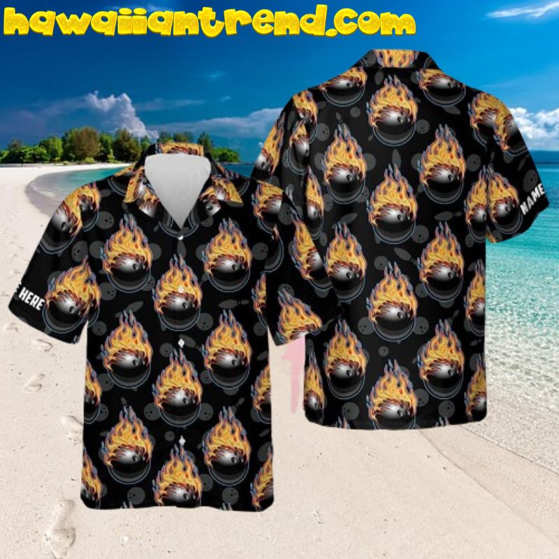 Personalized Team Name Bowling Flame Seamless Hawaiian Shirt