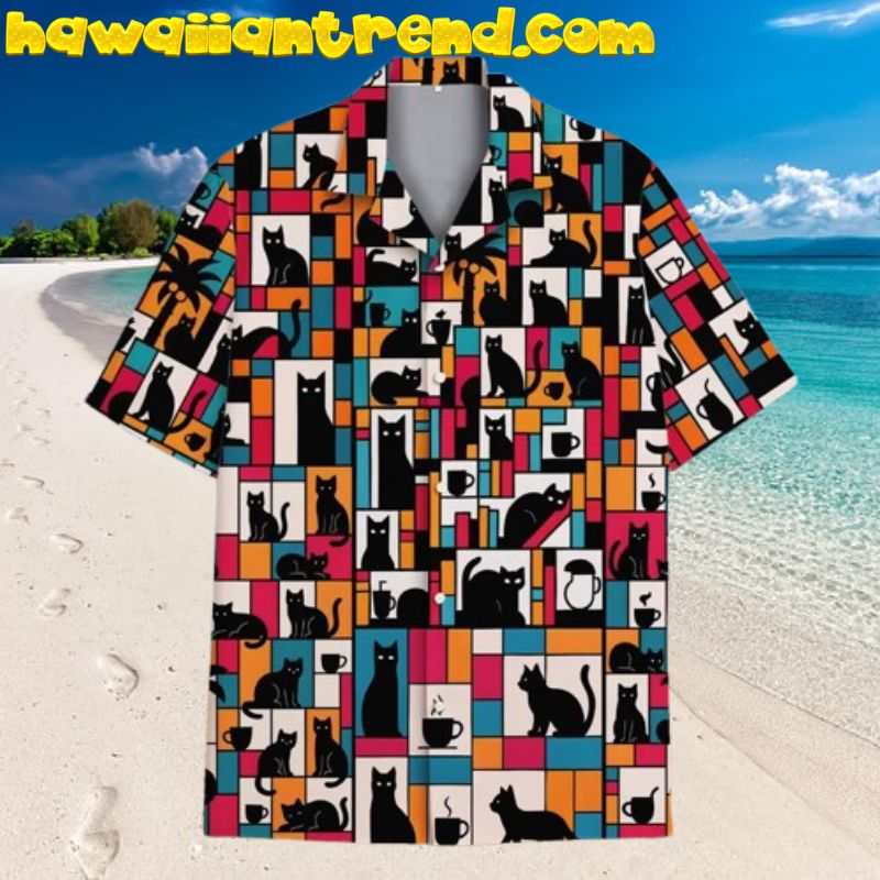 Retro Black Cat Vintage Hawaiian Shirt Men Women